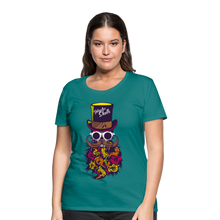 Charger l'image dans la galerie, Femme T-Shirt crâne hipster skull Tête de mort barbu moustache et barbe chapeau multicolore - diva blue (6618568720563)