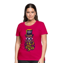 Charger l'image dans la galerie, Femme T-Shirt crâne hipster skull Tête de mort barbu moustache et barbe chapeau multicolore - dark pink (6618568720563)