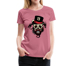 Charger l'image dans la galerie, Femme T-Shirt Tête de mort hipster skull barbu et moustachu avec dragon tribal chapeau numero 13 - mauve (6618608173235)