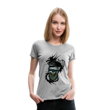 Charger l'image dans la galerie, Femme T-Shirt Tête de mort dragon tribal crâne hipster skull demon - heather grey (6621445718195)