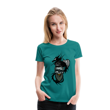 Charger l'image dans la galerie, Femme T-Shirt Tête de mort dragon tribal crâne hipster skull demon - diva blue (6621445718195)