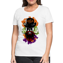 Charger l'image dans la galerie, Femme T-Shirt Tête de mort hipster skull crâne barbe et chapeau melon flourish - white (6621447749811)