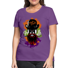 Charger l'image dans la galerie, Femme T-Shirt Tête de mort hipster skull crâne barbe et chapeau melon flourish - purple (6621447749811)