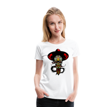Charger l'image dans la galerie, Femme T-Shirt hipster skull Tête de mort mexicaine chapeau et dragon tribal crâne somptueux - white (6627045474483)