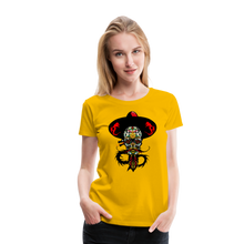 Charger l'image dans la galerie, Femme T-Shirt hipster skull Tête de mort mexicaine chapeau et dragon tribal crâne somptueux - sun yellow (6627045474483)