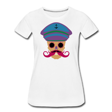Charger l'image dans la galerie, Femme T-Shirt Tête de mort hipster skull à moustache crâne kepi encre - white (6628084285619)