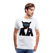 Charger l'image dans la galerie, Homme T-Shirt hipster Tête de chat avec costume noeud papillon - white (6629286150323)