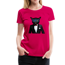 Charger l'image dans la galerie, Femme T-Shirt hipster Tête de chat avec costume noeud papillon - dark pink (6629289459891)