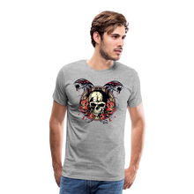 Charger l'image dans la galerie, Homme T-Shirt Tête de mort Crâne skull Dragon Tribal twin - heather grey (6633758884019)