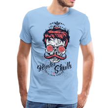Charger l'image dans la galerie, Homme T-Shirt hipster skull Tête de mort moustache crâne lunette ronde sophisme - ciel (6642122227891)