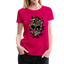Charger l'image dans la galerie, Femme T-Shirt Tête de mort papillons crâne skull butterfly - rubis (6651706048691)