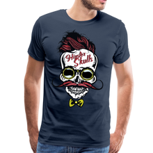 Charger l'image dans la galerie, Homme T-Shirt hipster skull Tête de mort crâne moustachu récalcitrant - bleu marine (6677894365363)