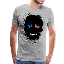 Charger l'image dans la galerie, Homme T-Shirt Tête de mort skull crâne papillon total black - gris chiné (6677913043123)