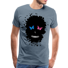 Charger l'image dans la galerie, Homme T-Shirt Tête de mort skull crâne papillon total black - gris bleu (6677913043123)