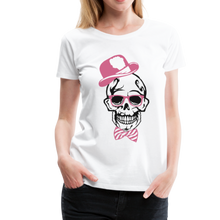 Charger l'image dans la galerie, Femme T-Shirt Hipster Skull Crâne Tête de mort chapeau melon smart - blanc (6683115421875)