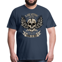Charger l'image dans la galerie, Homme T-Shirt Tête de mort Motorcycle crâne skull aile born ride - bleu marine (6708301004979)