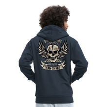 Charger l'image dans la galerie, Homme Sweatshirt Zippé Tête de mort Motorcycle crâne skull aile born ride - marine (6708319551667)