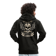Charger l'image dans la galerie, Homme Sweatshirt Zippé Tête de mort Motorcycle crâne skull aile born ride - charbon (6708319551667)