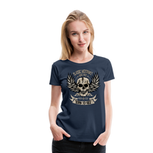 Charger l'image dans la galerie, Femme T-Shirt Tête de mort Motorcycle crâne skull aile born ride - bleu marine (6708330299571)