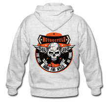 Charger l'image dans la galerie, Homme Sweatshirt zippé Tête de mort motorcycle crâne skull moto live fast - blanc chiné (6708376862899)