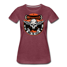 Charger l'image dans la galerie, Femme T-Shirt Tête de mort motorcycle crâne skull moto live fast - rouge bordeaux chiné (6708388659379)