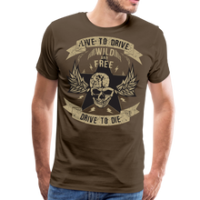 Charger l'image dans la galerie, Homme T-Shirt Tête de mort motorcycle crâne skull motards aile drive live die - marron bistre (6708746682547)