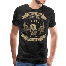 Charger l'image dans la galerie, Homme T-Shirt Tête de mort motorcycle crâne skull motards aile drive live die - charbon (6708746682547)