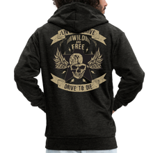 Charger l'image dans la galerie, Homme Sweatshirts zippé Tête de mort motorcycle crâne skull motards aile drive live die - charbon (6708750647475)
