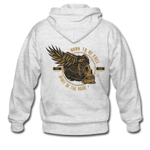 Charger l'image dans la galerie, Homme sweatshirt zippé Tête de mort motorcycle crâne skull motards road spirit - blanc chiné (6709429010611)