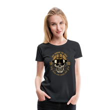 Charger l'image dans la galerie, Femme T-Shirt Tête de mort motorcycle crâne skull motard casque good vibe - noir (6709444542643)