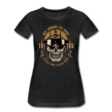 Charger l'image dans la galerie, Femme T-Shirt Tête de mort motorcycle crâne skull motard casque good vibe - charbon (6709444542643)