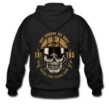 Charger l'image dans la galerie, Homme Sweatshirt zippé Tête de mort motorcycle crâne skull motard casque good vibe - noir (6709441331379)