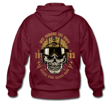 Charger l'image dans la galerie, Homme Sweatshirt zippé Tête de mort motorcycle crâne skull motard casque good vibe - maroon (6709441331379)