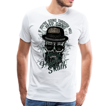 Charger l'image dans la galerie, Homme T-Shirt hipster skull Tête de mort crâne à barbe keep going 2020 - blanc (6733284278451)