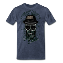 Charger l'image dans la galerie, Homme T-Shirt hipster skull Tête de mort crâne à barbe keep going 2020 - bleu chiné (6733284278451)