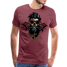 Charger l'image dans la galerie, Homme T-Shirt Tête de mort hipster skull crâne barbe moustache master captain - rouge bordeaux chiné