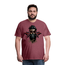 Charger l'image dans la galerie, Homme T-Shirt Tête de mort hipster skull crâne barbe moustache master captain - rouge bordeaux chiné