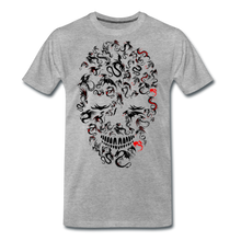Charger l'image dans la galerie, Homme T-Shirt Tête de mort crâne skull dragon tribal together - gris chiné