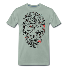 Charger l'image dans la galerie, Homme T-Shirt Tête de mort crâne skull dragon tribal together - vert-de-gris