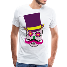 Charger l'image dans la galerie, Homme T-Shirt Tête de mort hipster skull mexicaine crâne avec chapeau et moustache flower in - blanc