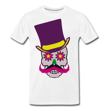Charger l'image dans la galerie, Homme T-Shirt Tête de mort hipster skull mexicaine crâne avec chapeau et moustache flower in - blanc