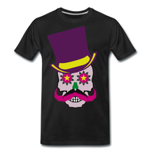 Charger l'image dans la galerie, Homme T-Shirt Tête de mort hipster skull mexicaine crâne avec chapeau et moustache flower in - noir
