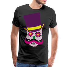 Charger l'image dans la galerie, Homme T-Shirt Tête de mort hipster skull mexicaine crâne avec chapeau et moustache flower in - noir
