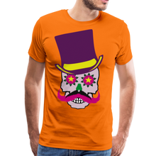 Charger l'image dans la galerie, Homme T-Shirt Tête de mort hipster skull mexicaine crâne avec chapeau et moustache flower in - orange