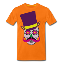 Charger l'image dans la galerie, Homme T-Shirt Tête de mort hipster skull mexicaine crâne avec chapeau et moustache flower in - orange
