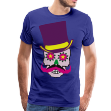 Charger l'image dans la galerie, Homme T-Shirt Tête de mort hipster skull mexicaine crâne avec chapeau et moustache flower in - bleu roi