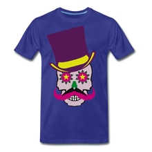 Charger l'image dans la galerie, Homme T-Shirt Tête de mort hipster skull mexicaine crâne avec chapeau et moustache flower in - bleu roi