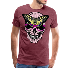 Charger l'image dans la galerie, Homme T-Shirt Tête de mort crâne skull lunettes papillon machaon - rouge bordeaux chiné