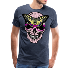 Charger l'image dans la galerie, Homme T-Shirt Tête de mort crâne skull lunettes papillon machaon - bleu chiné
