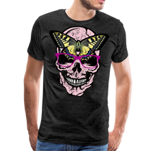 Charger l'image dans la galerie, Homme T-Shirt Tête de mort crâne skull lunettes papillon machaon - charbon